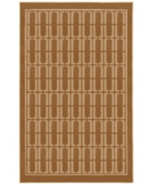 Set against chic brown tones, this all-over bracket pattern adds an eye-catching element to any room. This American-made Mohawk area rug is made from durable, stain-resistant olefin fiber combined with a high-low nap to produce a sleek, sculpted look.