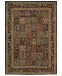 An artful presence with timeless Persian influence. This exquisitely ornate area rug is abound in beautiful array of earthy tones, made from Nourison's own Opulon(tm) yarns for a densely woven pile with long-lasting color retention and durability. An artful presence with timeless Persian influence. This exquisitely ornate area rug is abound in beautiful array of earthy tones, made from Nourison's own Opulon(tm) yarns for a densely woven pile with long-lasting color retention and durability.