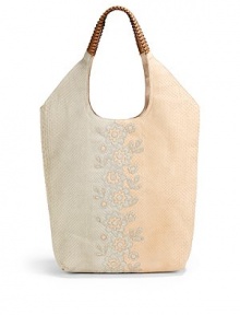 THE LOOKContrast braided leather shoulder strapsTwo-tone python cutout floral designMagnetic top closureOne inside open leather pocketOne inside zip pocket with logo pullInside logo detailTHE MEASUREMENTShoulder straps, 9½ drop15W X 17H X 4DTHE MATERIALPythonLeather trimMicrofiber liningORIGINMade in Italy
