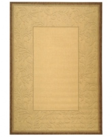 Borrowing from the beautiful tradition of courtyard styling in warm-weather locales, Safavieh's Courtyard collection has a distinctly Mediterranean feel. A special sisal weave allows for a superior clarity of detail, while enhanced polypropylene makes these rugs thankfully low-maintenance and durable. This rug features a solid beige interior framed by a handsomely woven border in muted rose. Perfect for indoor or outdoor spaces. (Clearance) Borrowing from the beautiful tradition of courtyard styling in warm-weather locales, Safavieh's Courtyard collection has a distinctly Mediterranean feel. A special sisal weave allows for a superior clarity of detail, while enhanced polypropylene makes these rugs thankfully low-maintenance and durable. This rug features a solid beige interior framed by a handsomely woven border in muted rose. Perfect for indoor or outdoor spaces. (Clearance)