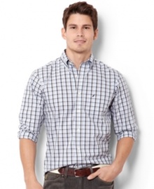 Want to make a statement? This plaid shirt from Nautica will guarantee you get checked out at your next meeting. Want to make a statement? This plaid shirt from Nautica will guarantee you get checked out at your next meeting.