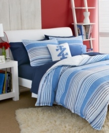 Outfit the bedroom with a preppy punch. Finish your Vineyard Stripe bed from Izod with the coordinating decorative pillow, featuring the Izod logo. Outfit the bedroom with a preppy punch. Finish your Vineyard Stripe bed from Izod with the coordinating decorative pillow, featuring the Izod logo.