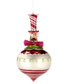 The eccentric toymaker, Drosselmeyer, brings a creative spirit to your tree, wearing a candy-striped hat, magenta bow and monocle. A big personality from the Nutcracker Suite, by Department 56. The eccentric toymaker, Drosselmeyer, brings a creative spirit to your tree, wearing a candy-striped hat, magenta bow and monocle. A big personality from the Nutcracker Suite, by Department 56.