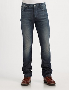 A slim, bootcut fit crafted in fine stretch cotton in a well-worn, lived-in wash.Five-pocket styleButton flyInseam, about 3498% cotton/2% elastaneDry cleanMade in USA