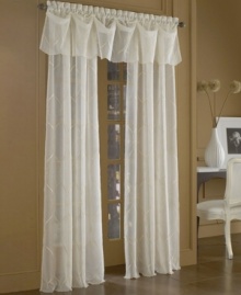 Make a grand statement with the Cavalier sheer window panel from Croscill. Golden threads mark this soft fabric with a fleur de lis damask design, offering instant elegance for your view. Make a grand statement with the Cavalier sheer window panel from Croscill. Golden threads mark this soft fabric with a fleur de lis damask design, offering instant elegance for your view.