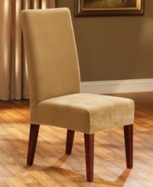 Made of soft, waffle-textured memory stretch fabric, the Stretch Pique slipcover from Sure Fit perfectly form-fits your dining room chair for a designer look. Made of soft, waffle-textured memory stretch fabric, the Stretch Pique slipcover from Sure Fit perfectly form-fits your dining room chair for a designer look.