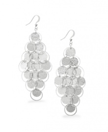 Frame your face with shimmering diamond-shaped drops. Style&co. combines unique elements with a cascading circular design accented by a sandblast and paillette finish. Crafted in silver tone mixed metal. Approximate drop: 4 inches. Frame your face with shimmering diamond-shaped drops. Style&co. combines unique elements with a cascading circular design accented by a sandblast and paillette finish. Crafted in silver tone mixed metal. Approximate drop: 4 inches.