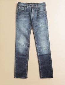 Featuring whiskering and a light-blue hue, these jeans offer a comfortable fit, thanks to a touch of stretch.Button closureZip flyFive-pocket styleBelt loopsMetal rivet details 98% cotton/2% spandexMachine washImported Featuring whiskering and a light-blue hue, these jeans offer a comfortable fit, thanks to a touch of stretch.Button closureZip flyFive-pocket styleBelt loopsMetal rivet details 98% cotton/2% spandexMachine washImported