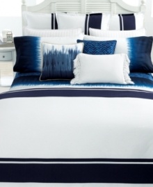 Fall into soft blue with Indigo Modern bedding from Lauren Ralph Lauren. The ombré patterned sham features a rich blue gradient ground over cotton. The stripe sham features white dobby fabric comprised of natural linen that is woven into a classic stripe pattern. Coordinate with accents from either collection for a pure oasis of calming design. (Clearance) Fall into soft blue with Indigo Modern bedding from Lauren Ralph Lauren. The ombré patterned sham features a rich blue gradient ground over cotton. The stripe sham features white dobby fabric comprised of natural linen that is woven into a classic stripe pattern. Coordinate with accents from either collection for a pure oasis of calming design. (Clearance)