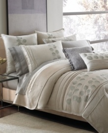 A Japanese-inspired foliage motif wends peacefully along the Platinum Zen duvet, accented by stylish cording at the edges and a soft natural hue. A Japanese-inspired foliage motif wends peacefully along the Platinum Zen duvet, accented by stylish cording at the edges and a soft natural hue.