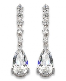 Take center stage with these head-turning CRISLU earrings featuring round- and pear-cut cubic zirconia (4-4/5 ct. t.w.) set in sterling silver with a platinum finish. Approximate drop: 1 inch.