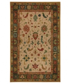 Distinctive coloration distinguishes this Karastan area rug from its classic counterparts, featuring a meticulously styled ground with traditional vine-and-blossom details. Woven from lush nylon that delivers softness underfoot and superb resistance to everyday wear. Distinctive coloration distinguishes this Karastan area rug from its classic counterparts, featuring a meticulously styled ground with traditional vine-and-blossom details. Woven from lush nylon that delivers softness underfoot and superb resistance to everyday wear.