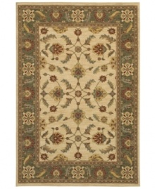 Covered in graceful floral imagery, this area rug will fill your room with color. The Sedona Ivory rug is woven from New Zealand worsted wool that has been specially twisted and space-dyed to replicate the look of a hand-woven Peshawar rug. In a limestone-green frame with accents of red and ivory, this magnificent piece creates an inviting space for gatherings in your home. Covered in graceful floral imagery, this area rug will fill your room with color. The Sedona Ivory rug is woven from New Zealand worsted wool that has been specially twisted and space-dyed to replicate the look of a hand-woven Peshawar rug. In a limestone-green frame with accents of red and ivory, this magnificent piece creates an inviting space for gatherings in your home.