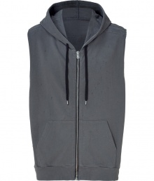 Infuse your casual basics with sporty edge with this zip up hoodie - Front zip closure, sleeveless, hood with drawstring, split kangaroo pockets - Style with straight leg jeans, a long sleeve henley, and trainers Infuse your casual basics with sporty edge with this zip up hoodie - Front zip closure, sleeveless, hood with drawstring, split kangaroo pockets - Style with straight leg jeans, a long sleeve henley, and trainers