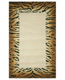 Beyond borders. This rug's gorgeous border design is created using a unique dying technique that results in ombre shading rather than a solid color--offering a lush, textured effect. Pair it with the Seville Tiger rug for a bold, exotic update in your home. Beyond borders. This rug's gorgeous border design is created using a unique dying technique that results in ombre shading rather than a solid color--offering a lush, textured effect. Pair it with the Seville Tiger rug for a bold, exotic update in your home.