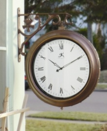 Add some French Quarter elegance your to your outdoor space. This charming, cast iron clock has a clock face on both sides. Add some French Quarter elegance your to your outdoor space. This charming, cast iron clock has a clock face on both sides.