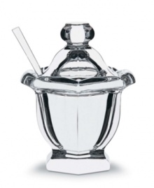 Juicy jams, sweet confits, marvelous marmalades and succulent honeys are all presented with charming flair in the classic Baccarat Jam Jar Collection. This beautiful, handmade piece includes a spoon. Terrific for serving sugars and fine sea salts as well. Juicy jams, sweet confits, marvelous marmalades and succulent honeys are all presented with charming flair in the classic Baccarat Jam Jar Collection. This beautiful, handmade piece includes a spoon. Terrific for serving sugars and fine sea salts as well.