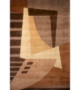 A striking blend of abstract shapes and subtle color gives this rug an understated, elegant appeal. The rich color spectrum of earth and brown hues accents the rug with an ethereal look that is similar to a transcendent painting. Made of plush hand-tufted wool.