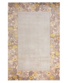 Delight in the bright, swirling border and gorgeous gray ground of this charming Momeni area rug, Hand-tufted and carved by expert artisans using a special blend of the highest-quality Chinese wools, this rug adds exceptional softness to any space. Delight in the bright, swirling border and gorgeous gray ground of this charming Momeni area rug, Hand-tufted and carved by expert artisans using a special blend of the highest-quality Chinese wools, this rug adds exceptional softness to any space.
