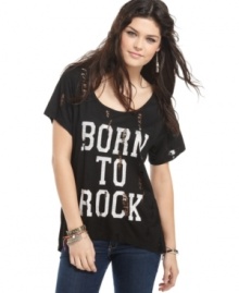 Declare what you were born to do in cool, grunge-like fashion with this shredded message tee from The Classic! Declare what you were born to do in cool, grunge-like fashion with this shredded message tee from The Classic!