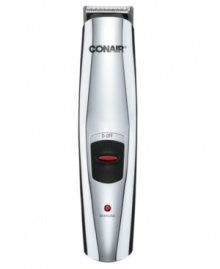 Make the cut with Conair's cordless, rechargeable All-In-One Grooming System. With three position taper control, detailing blade attachment, nose and ear hair attachment, full size trimmer blade with five position attachment comb, mustache comb, jawline comb and more for one-stop, personalized grooming. Two year warranty. Model GMT189CGB. Make the cut with Conair's cordless, rechargeable All-In-One Grooming System. With three position taper control, detailing blade attachment, nose and ear hair attachment, full size trimmer blade with five position attachment comb, mustache comb, jawline comb and more for one-stop, personalized grooming. Two year warranty. Model GMT189CGB.