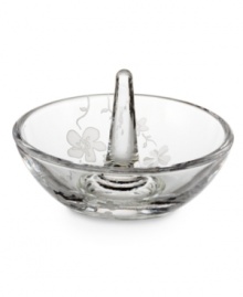 Fresh pick. Perfect for keeping precious rings safe and easy to find, this resplendent crystal ring holder boasts a delicate floral motif. From Marquis by Waterford. Fresh pick. Perfect for keeping precious rings safe and easy to find, this resplendent crystal ring holder boasts a delicate floral motif. From Marquis by Waterford.
