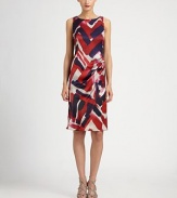 EXCLUSIVELY AT SAKS. Gentle draping emphasizes the architectural impression made by this brushstroke-print silk dress.Jewel necklineSleevelessAsymmetrical hip ruchingConcealed back zipFully linedAbout 24 from natural waistSilkDry cleanMade in Italy of imported fabricModel shown is 5'10 (177cm) wearing US size 2. 