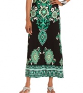 INC's printed maxi skirt lends an exotic feel to any outift! Pair with your favorite tanks and camis for a sophisticated summer look.