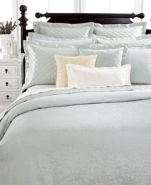 Modern luxury! This Circa decorative pillow from Martha Stewart Collection features an embroidered scroll pattern that gives your bed a modern update. Zipper closure. Modern luxury! This Circa decorative pillow from Martha Stewart Collection features an embroidered scroll pattern that gives your bed a modern update. Zipper closure.