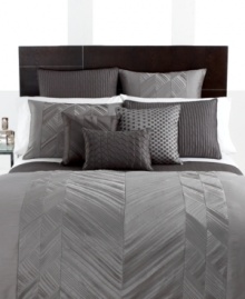 A central zigzag motif of silvery pleats collect down the center of this Pieced Pintuck European sham, offering versatile texture that redirects light in waves. Coordinate this sophisticated design with Pieced Pintuck gray accents to vivify the look of your bedroom. (Clearance) A central zigzag motif of silvery pleats collect down the center of this Pieced Pintuck European sham, offering versatile texture that redirects light in waves. Coordinate this sophisticated design with Pieced Pintuck gray accents to vivify the look of your bedroom. (Clearance)