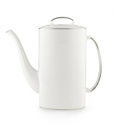 Express the best of taste at the table. Lustrous banded details add a crisp, clean finish to the white china coffeepot.