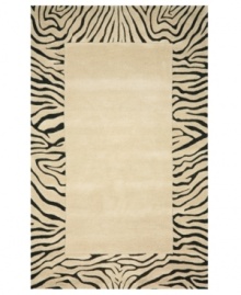 Beyond borders. This rug's gorgeous border design is created using a unique dying technique that results in ombre shading rather than a solid color--offering a lush, textured effect. Pair it with the Seville Zebra rug for a simply luxe style update in your home. Beyond borders. This rug's gorgeous border design is created using a unique dying technique that results in ombre shading rather than a solid color--offering a lush, textured effect. Pair it with the Seville Zebra rug for a simply luxe style update in your home.