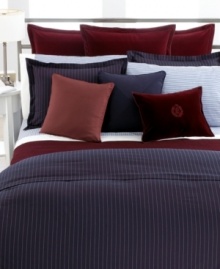 Woven of pure silk in a rich burgundy hue with a subtle graphic print, this decorative pillow from Lauren Ralph Lauren's Greenwich Modern collection lends sophistication to any bedroom. Woven of pure silk in a rich burgundy hue with a subtle graphic print, this decorative pillow from Lauren Ralph Lauren's Greenwich Modern collection lends sophistication to any bedroom.