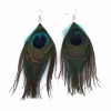 Stylish Two Layers Blue Peacock Feather Dangle Earrings. Christmas Shopping, 4% off plus free Christmas Stocking and Christmas Hat!