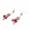 Silver Plated Dangle Earrings with Pandora Beads Red. Christmas Shopping, 4% off plus free Christmas Stocking and Christmas Hat!